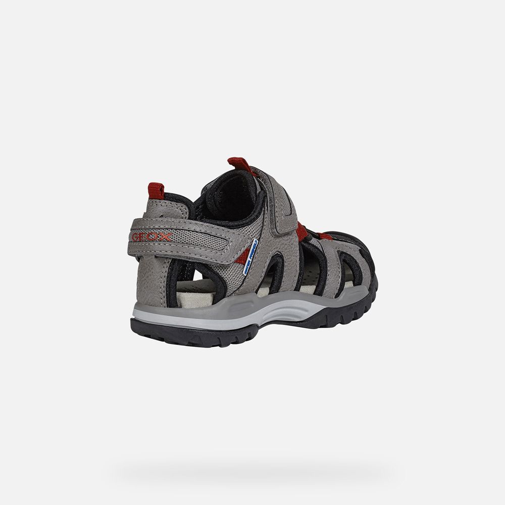 Geox Sandals Grey/Red Borealis - Geox Boys Shoes - NXIFKL845